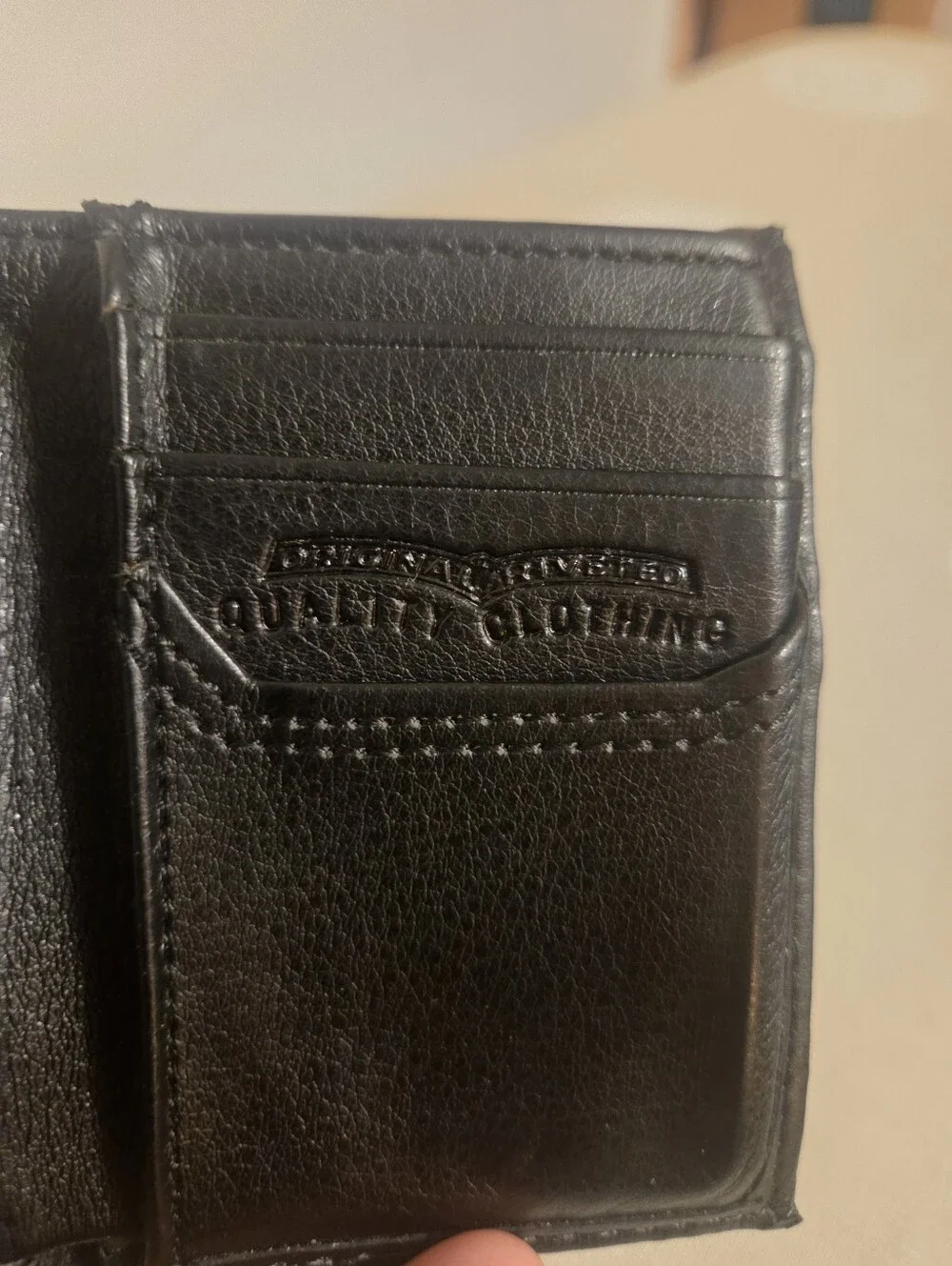 Levi's Men's Black Leather Trifold Wallet with Hidden Zipper Pocket